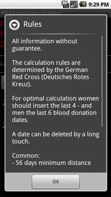 Blood donation calculator android App screenshot 0